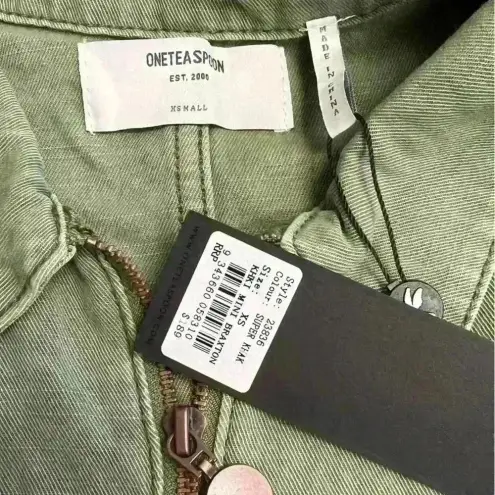 One Teaspoon  $189 GREEN KHAKI MINI BRAXTON OVERALLS ROMPER Edgy Rock n Roll