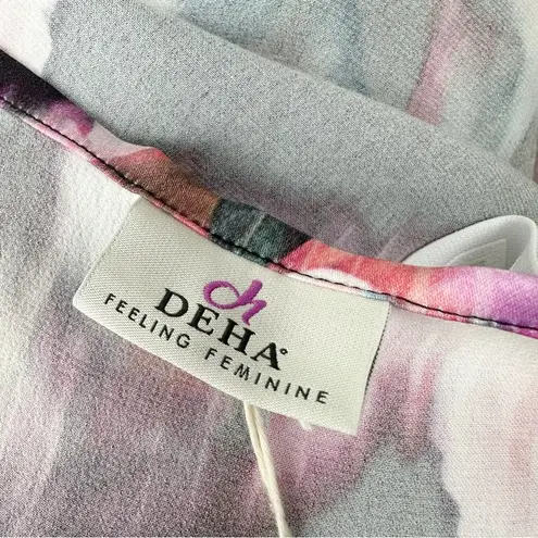 Deha Women's Feeling Feminine Floral Midi Satin Dress Black/Multicolor Size S Pink