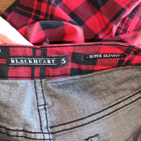 Blackheart Hot Topic Red & Black Plaid Super Skinny Pants