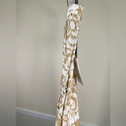 Classic Elements Neutral Floral Crinkle Skirt Large Cotton Tiered Lightweight Boho Midi Skirt New