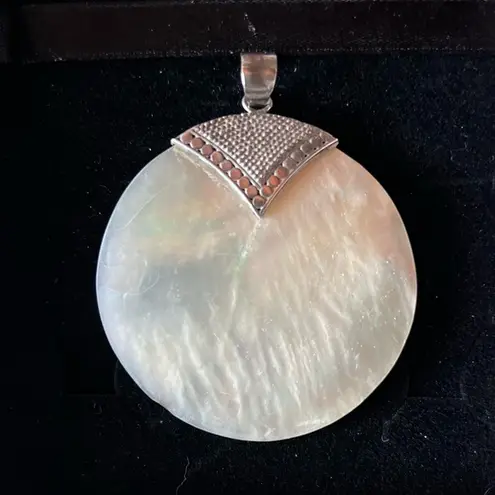 MOTHER OF PEARL Natural Seashell Pendant BIG AND BEAUTIFUL White 2” Beachy BOHO