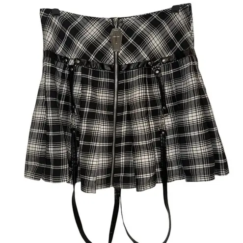 BODY RAGE SPENCERS Black and White Plaid Skirt Coffin Zipper Pull EUC Size Large
