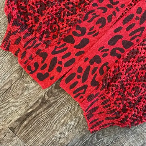 Ashley Stewart Sweater Women Plus Size 22
Red Animal Print Knit long Cardigan