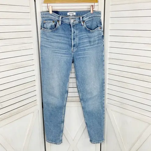 RE/DONE 90s High Rise Ankle Crop Jeans Bright Faded Blue Size 30