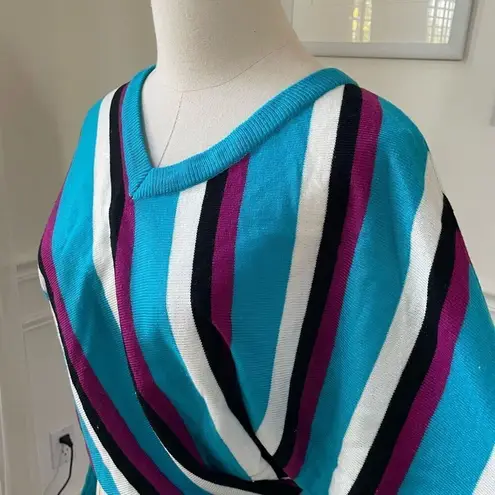 Vintage 80s Top Priority Teal Purple Dolman Sweater M Blue Size M