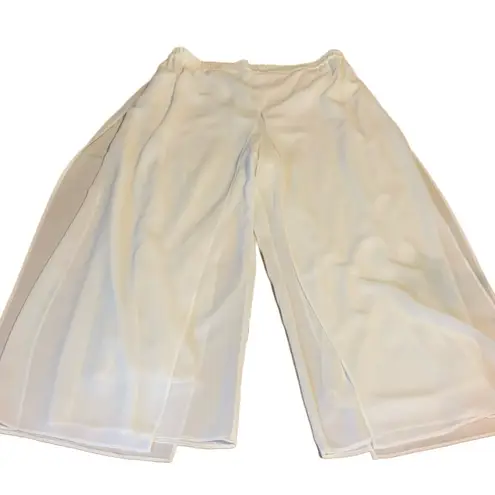 J.R. NITES A VINTAGE CREAM SPLIT LEG CHIFFON EVENING WEAR TROUSERS NWT (20W)