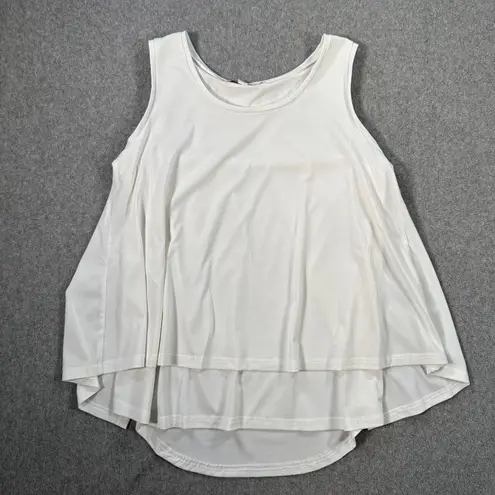 Aryeh Split Back Sleeveless White Tank Top Women's Small Layered Pleated Crew