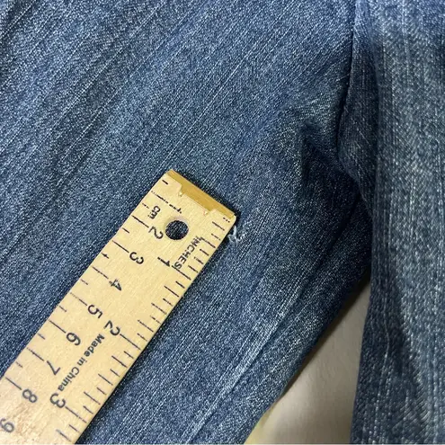 Coldwater Creek Tweed Trim Denim Jacket Womens 10 Medium Wash Fringe Retro 90s