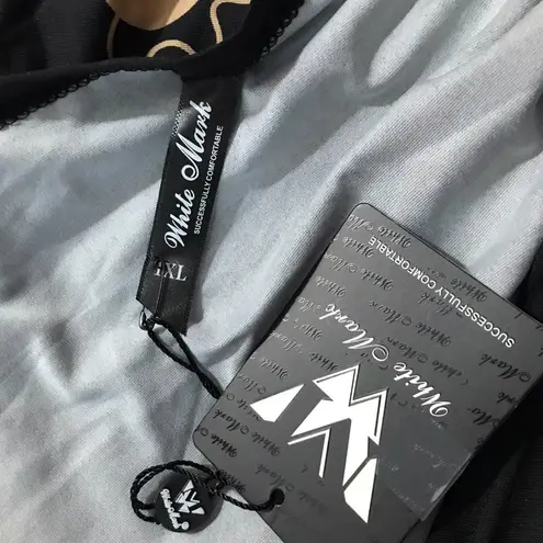 WHITE MARK 3/4 Sleeve Asymmetrical Black Printed Tunic NWT 1XL Size 1X