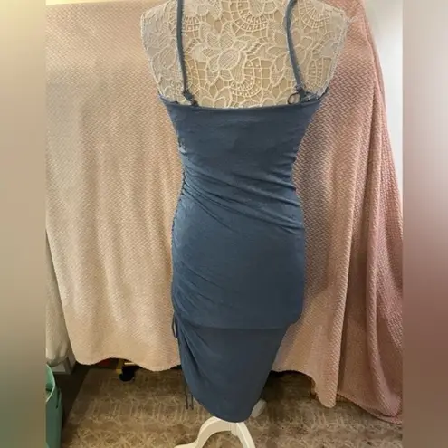 J Lux Label Blue Stretch Cowl-neck MIDI Dress