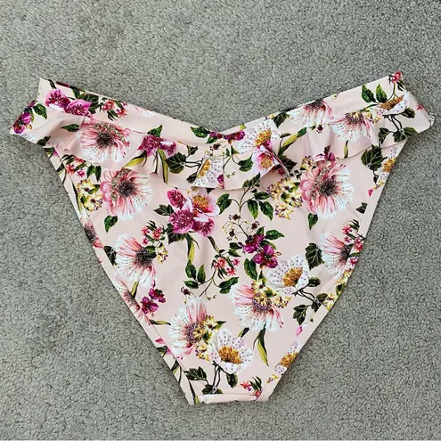 Hanky Panky  Ruffle Trim V-Cut Bikini Bottom Botanical Treasures Floral‎ Blush L