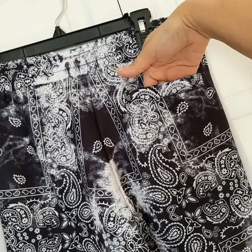 Rue 21 Joggers Pants Beached Parsley Bandana Print Blue and White Size S