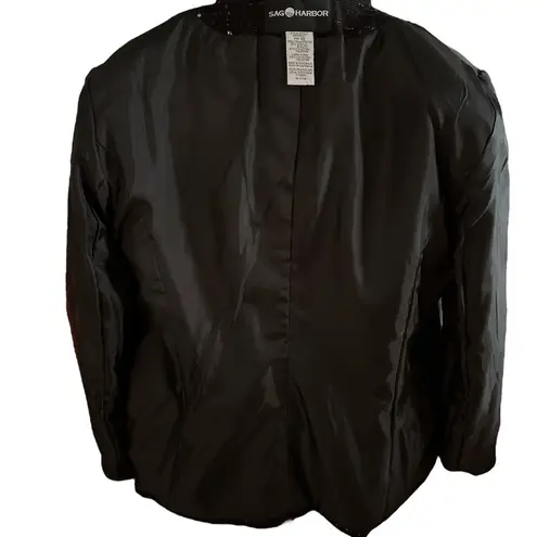 Sag Harbor Embellished Tweed Blazer Jacket Black Size 10