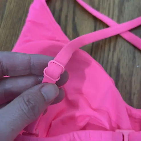 ANDIE Bikini Set Valencia Top 90s High Waisted Bottom Neon Pink size small NWOT
