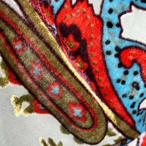 2OH Two Old Hippies Jean Marie Velour Paisley Print Maxi Dress Sz S Blue Red Boh