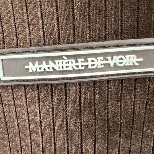 Maniere De Voir Pullover Hoodie Women M Brown Corduroy Oversized Sweatshirt