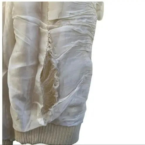 Vintage Sweater Cream Ivory Wool Elegant Cardigan Iridescent Sequins Size 38