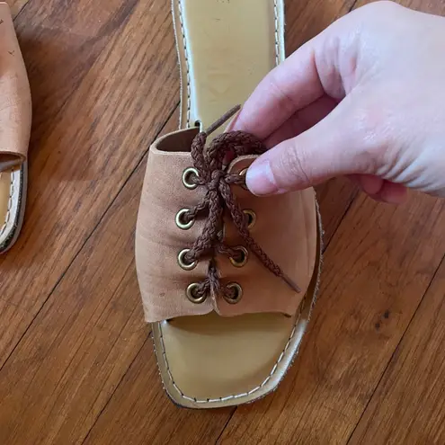 KINO Key West Sandals Chancletica Leather Lace Up Slides