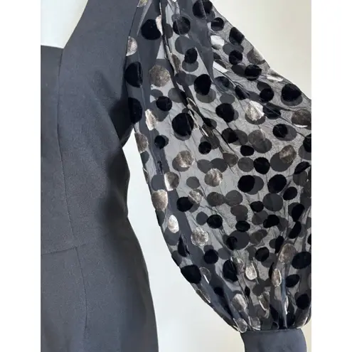 Hutch Fit and Flare Dress Size 4 Black NEW Swiss Dot Sleeve Party GNO Anthro