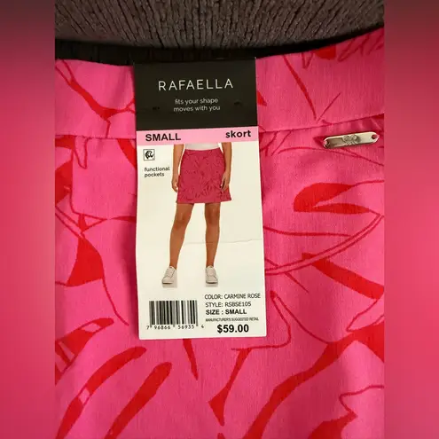 Rafaella Skort Women’s Size Small Floral Carmine Rose Pockets Stretch NWT