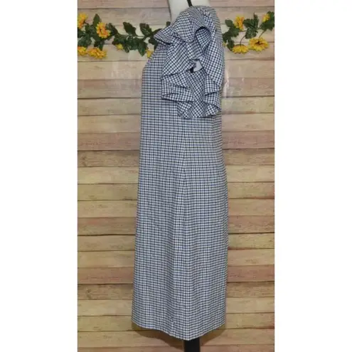 Banana Republic Ruffled Shoulder Sheath Dress Plaid Size 6 Career Academia