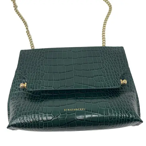 Strathberry Stylist Crossbody Bag In Green Bottle crock embossed