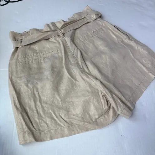 Ny&co NWT NY&C Soho Linen blend gold shimmer paper bag shorts size small
