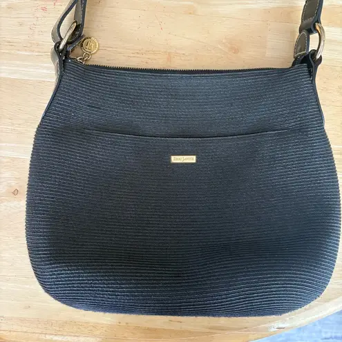 Isaac Mizrahi Eric Javits paper straw shoulder bag in black