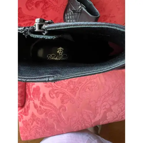 Brooks Brothers Elegant Black Leather Heeled Ankle Boots by