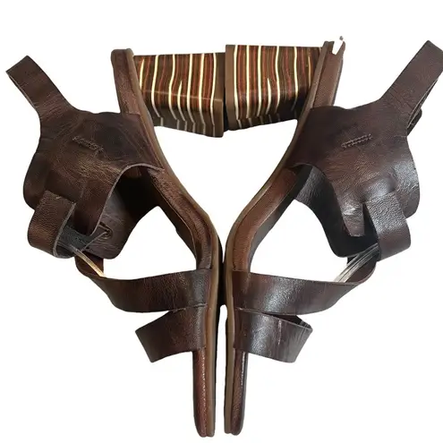 Antelope Dark Brown Zigzag-Strap Ada Leather Sandal