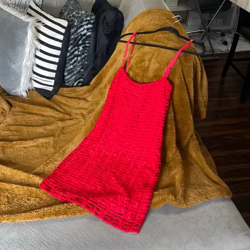 Givenchy New 4G Guipure Lace Dress in Red