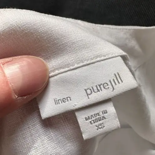 J Jill Pure Jill Love Linen Lagenlook Relaxed Linen Popover Top XS Oversized White