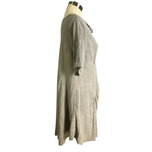 lamb Linen Gray Lagenlook Dress Minimalist Artisanal Tunic Scandinavian Style L Size L - Image 5