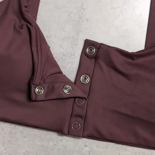 ANDIE Swim The Snap Scoop Top Cactus Flower Strappy Solid Bikini Top L New