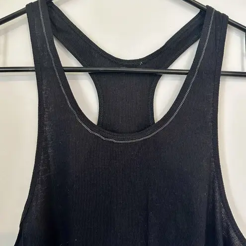 Alexander Wang Black Classic Ribbed Racerback with Chain Neckline - XS