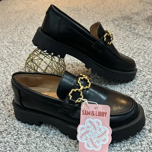 Sam & Libby NWT  Dark Academia Chunky Lug Sole Vegan Leather Loafers Size 6