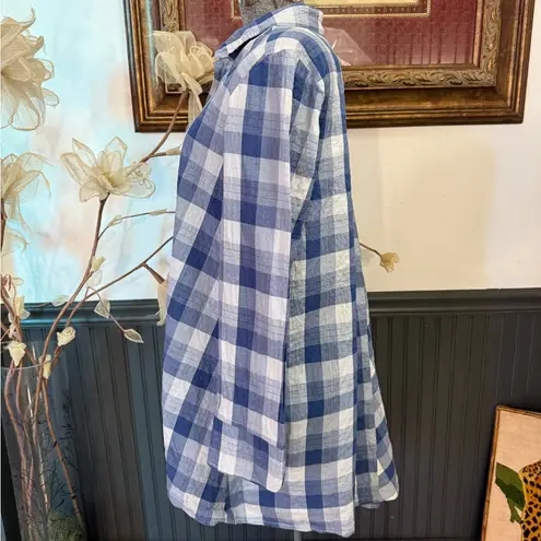 Habitat Cotton Blend Textured Gingham Button Up Blouse ~ Size Small ππ