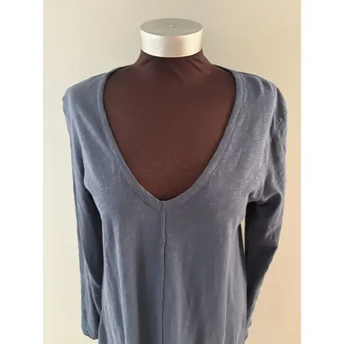 Bobi T shirt Shift Dress Womens Large Blue V Neck Soft Lounge Lagenlook Comfy