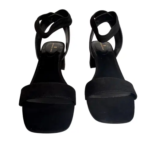 Bandolino Black Suede Block Heel Ankle Strap Sandals Women's Size 11M
