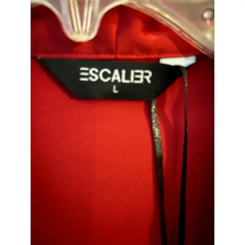 ESCALIER Women's Red Satin Bow Blouse Long Sleeve Shirt Top Size L Size L