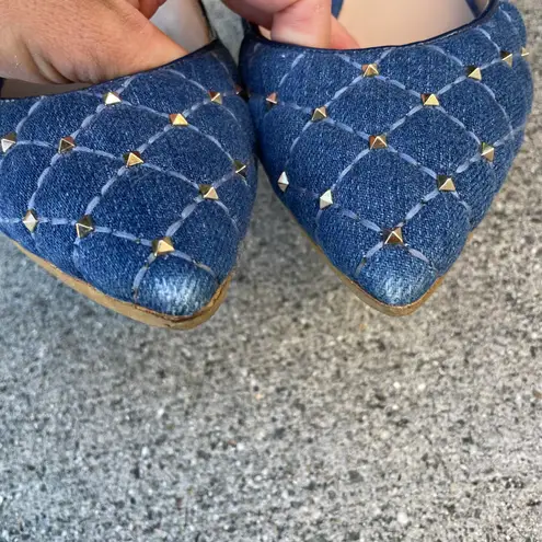 Valentino Garavani Valentino Rockstud quilted denim slingback pumps size IT 39 US 9