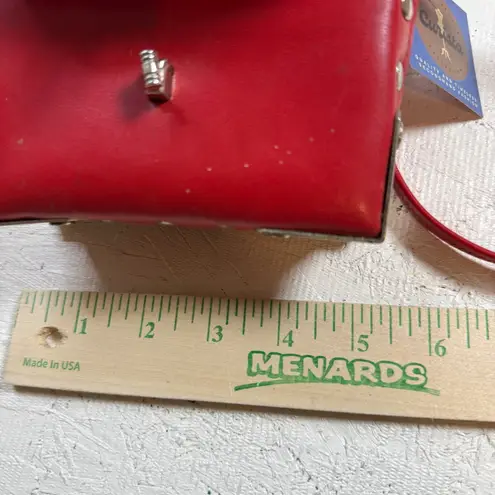 Red Mini Crossbody Bag – Silver Handle Studded Accents Small Purse