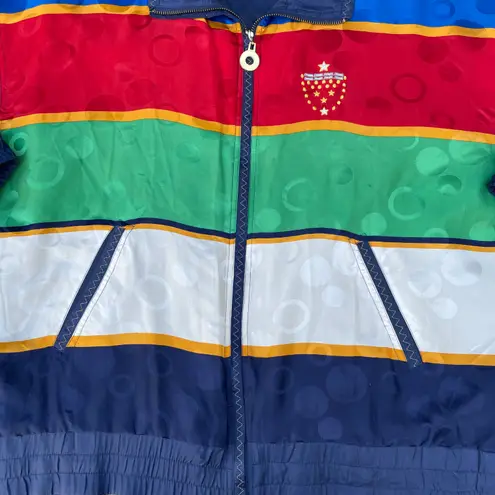 Mureli Vintage 90s Multicolor Striped Polka Dot Windbreaker Zip Up Jacket