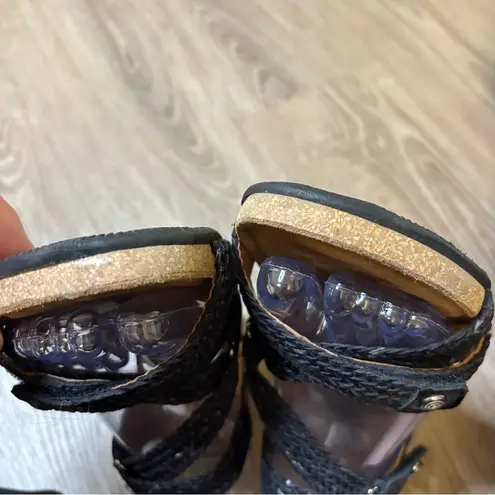 Taos Trulie Leather Sandals Black Braided Slingback Size 6