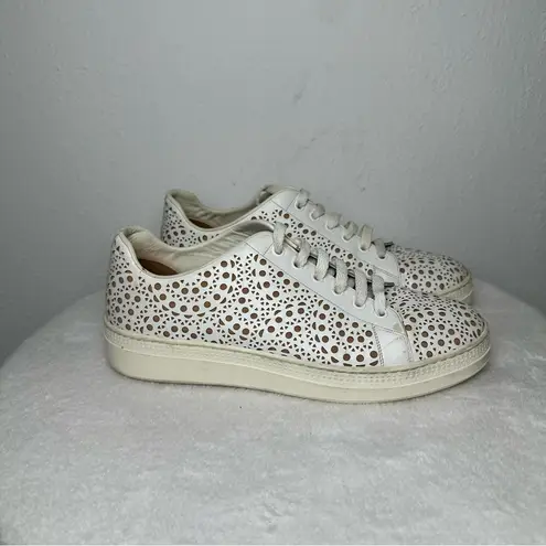 Alaia Size 9 White Tan Laser Cut
Leather Lace