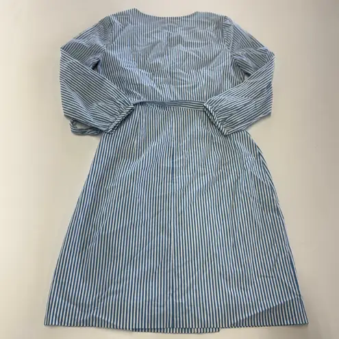 J.Crew Dress Womens Size 6 Blue White Striped Cotton Poplin Wrap