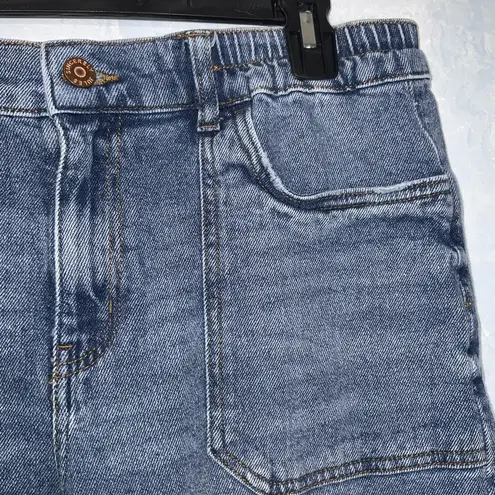 Sincerely Jules Faded Blue Denim Elastic Waist Straight Leg Mom Jeans Size 11