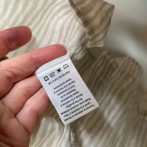 ATM Anthony Thomas Melillo Stripe Cotton Camp Shirt In Beach Pebble Combo Size L Tan Size L