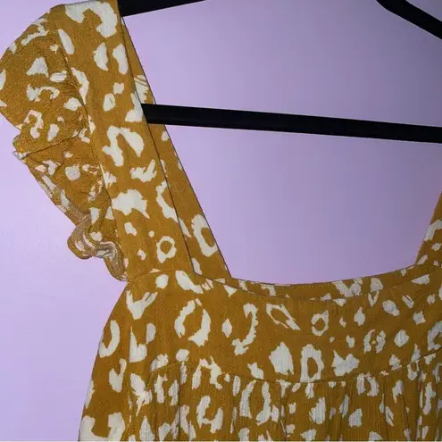 Savanna Jane L Tank Top Yellow Leopard Print Ruffle Size L