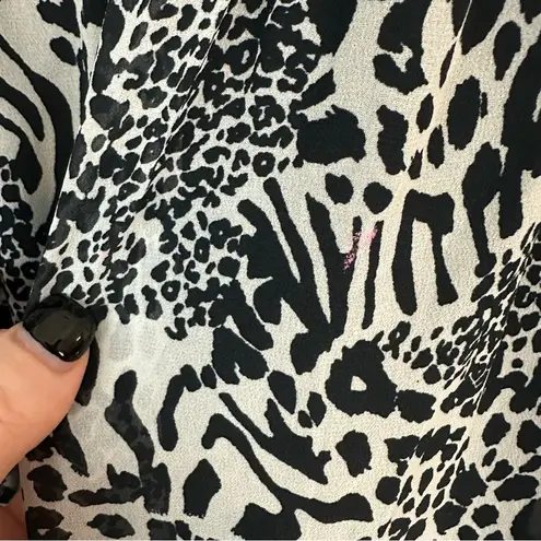 Elan | Black and White Animal Print Long Sleeve Tiered Mini Dress Small NWT